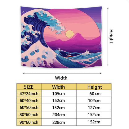 Kanagawa Wave Purple Tapestry Wall Hanging Art