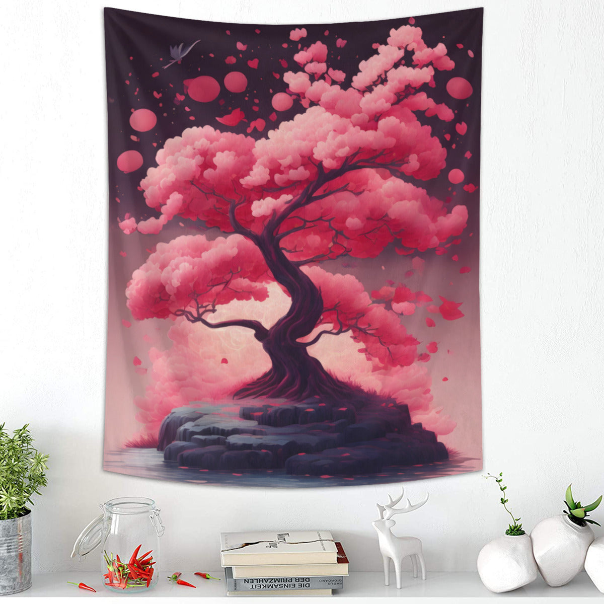 Sakura Tree Japandi Tapestry Wall Hanging