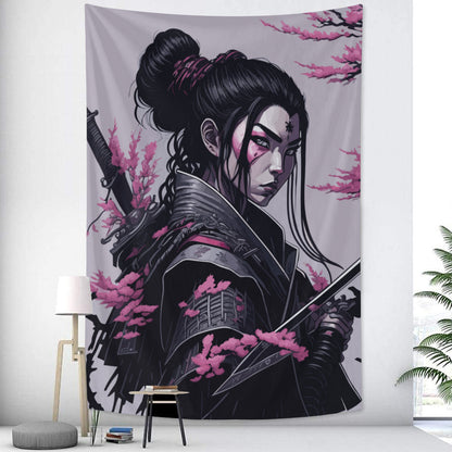 Female Samurai Tapestry Wall Hanging