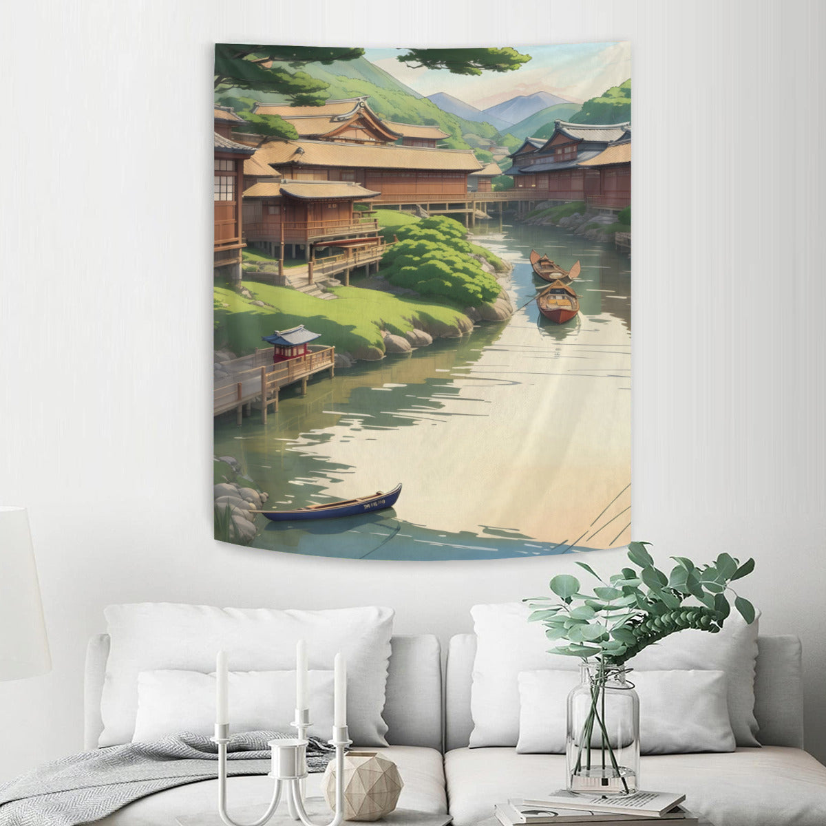 Japanese Art River Tapestry Wall Hanging