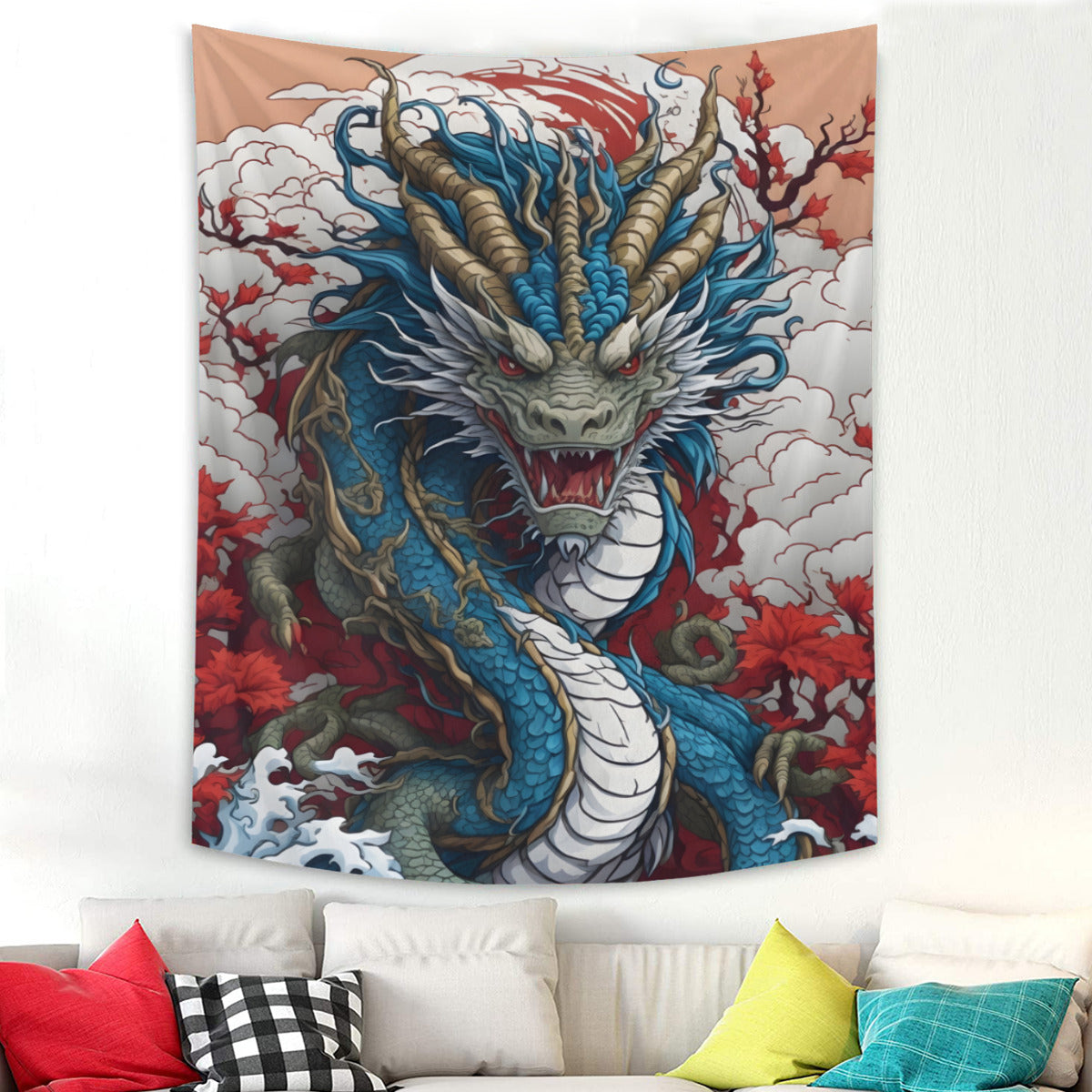Japanese Dragon Tapestry Wall Hanging