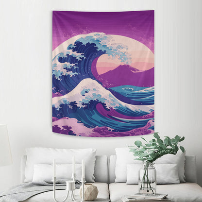 Kanagawa Wave Purple Tapestry Wall Hanging