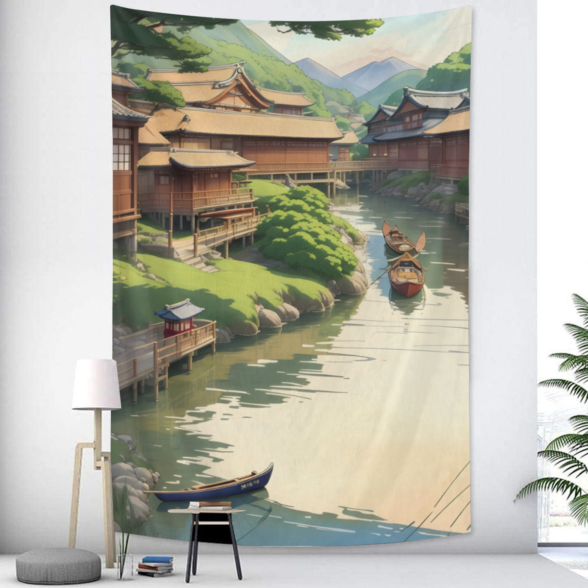 Japanese Art River Tapestry Wall Hanging