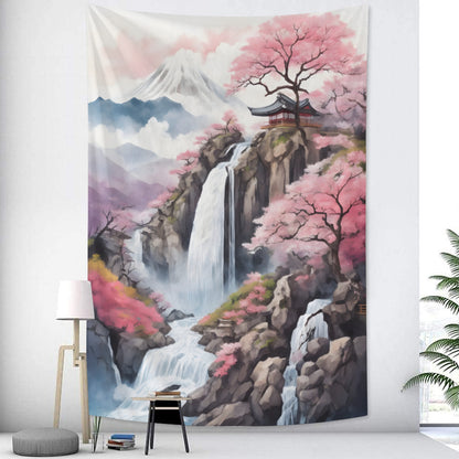 Japanese Mount Fuji Sakura Tapestry Wall Hanging