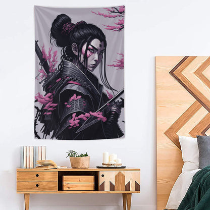 Female Samurai Tapestry Wall Hanging