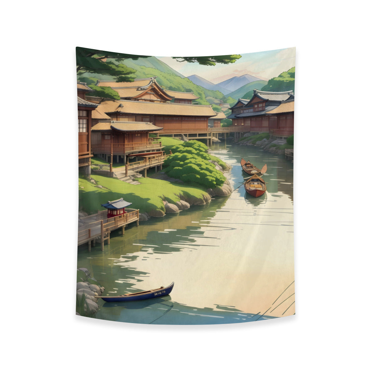 Japanese Art River Tapestry Wall Hanging