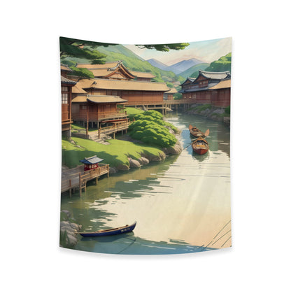 Japanese Art River Tapestry Wall Hanging