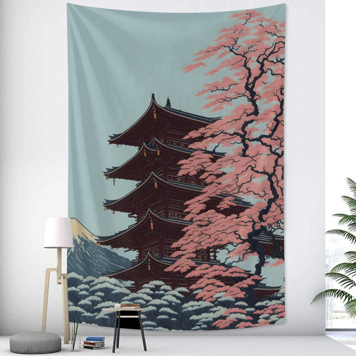 Japanese Mount Fuji House Tapestry Wall Hanging