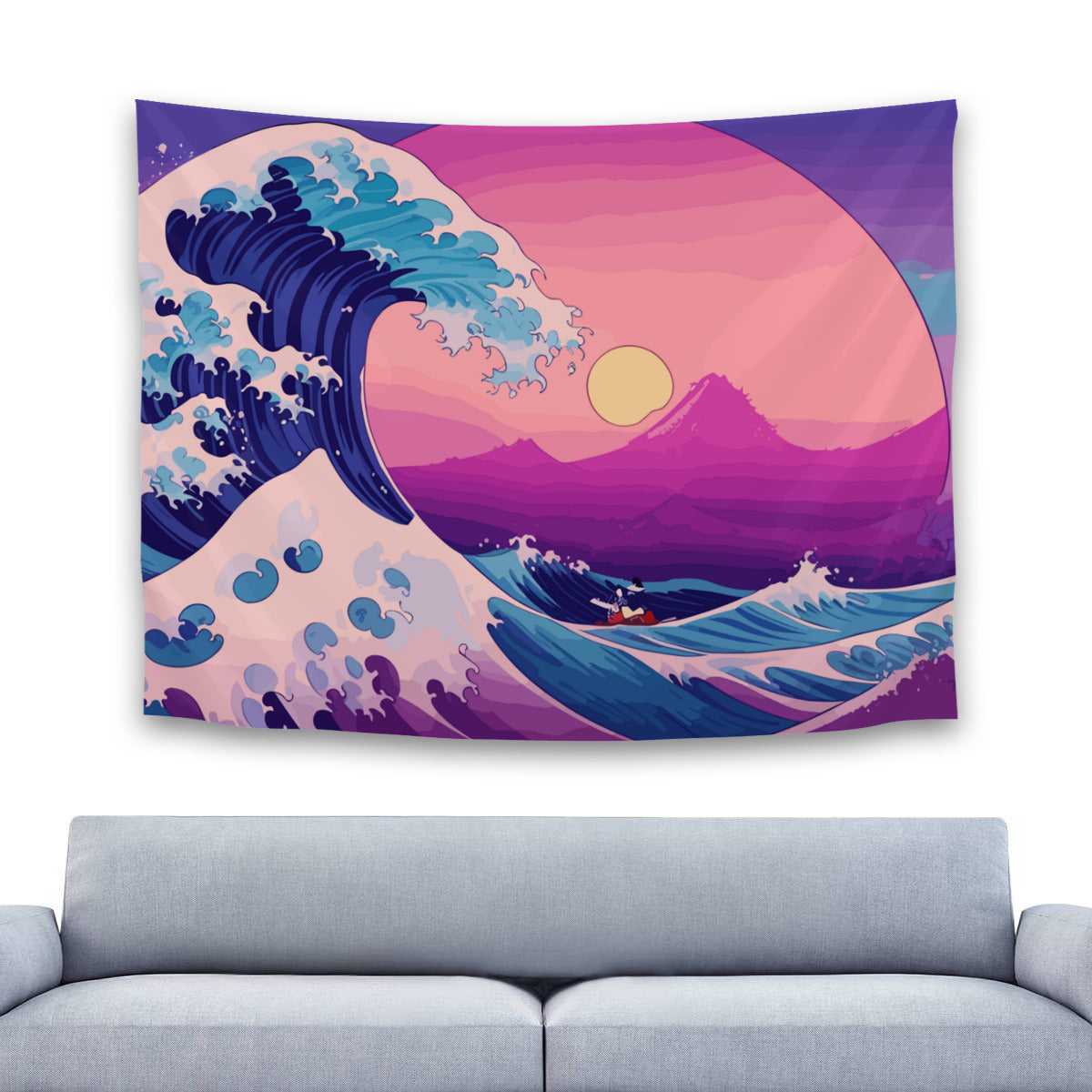Kanagawa Wave Purple Tapestry Wall Hanging Art