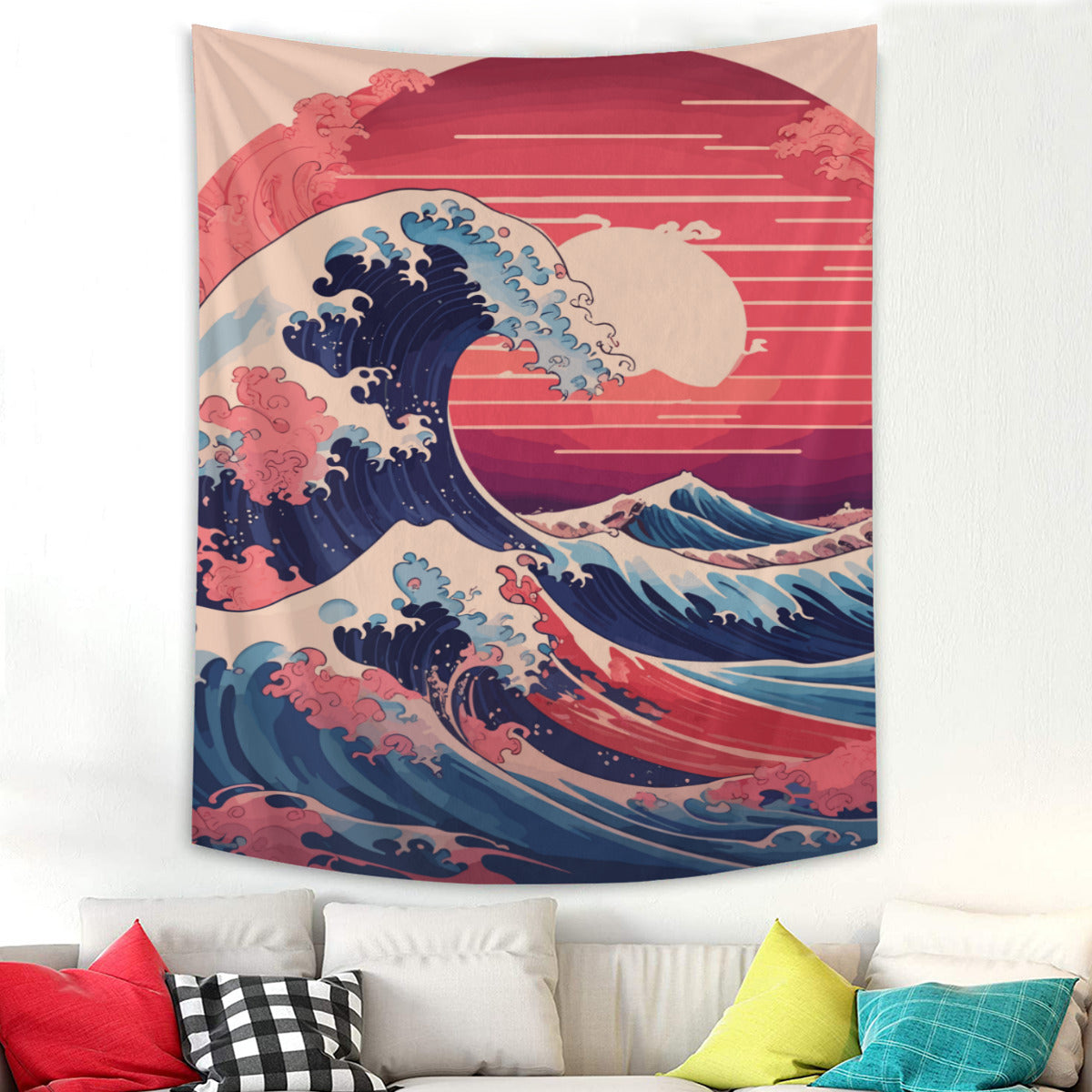 Kanagawa Wave Pastel Tapestry Wall Hanging