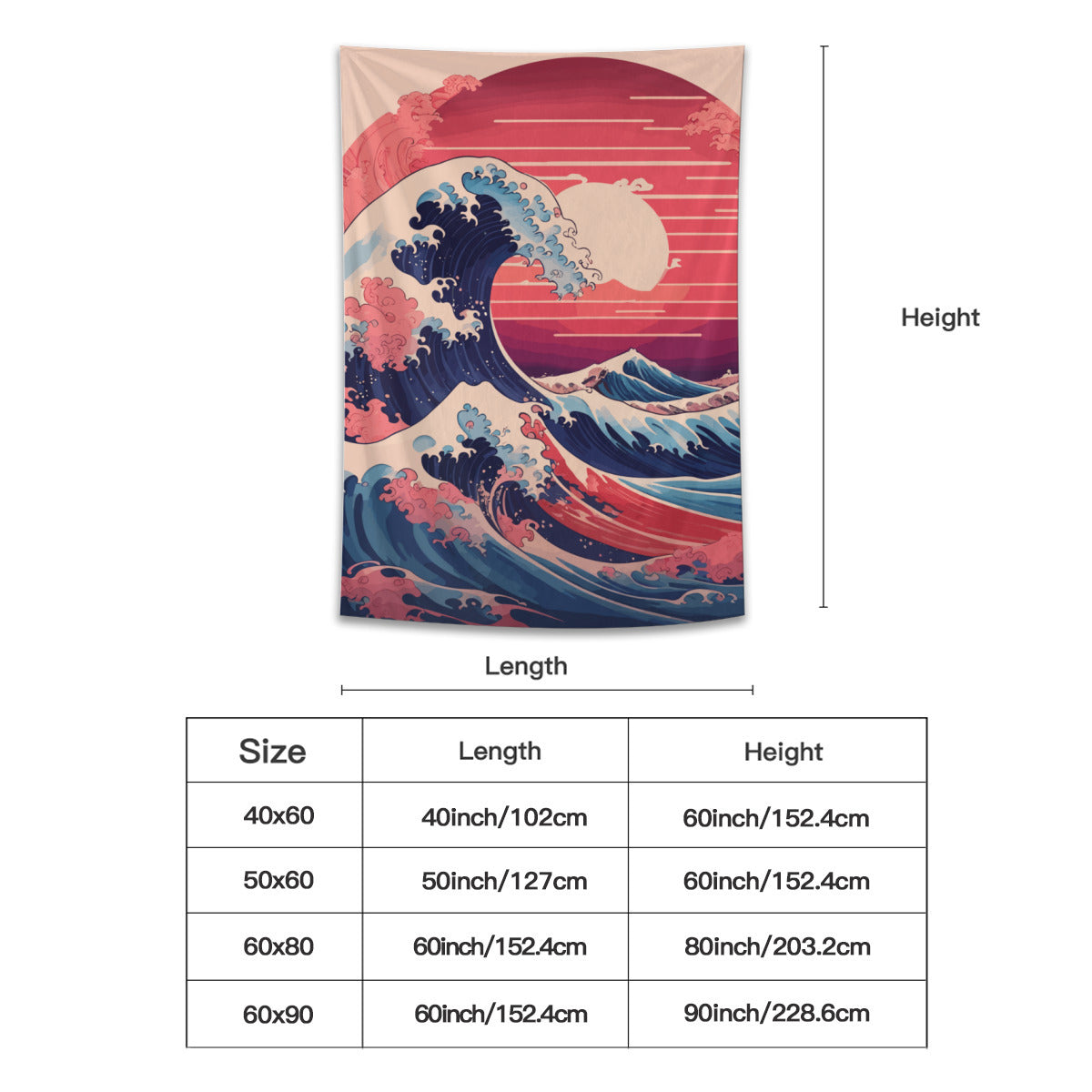 Kanagawa Wave Pastel Tapestry Wall Hanging