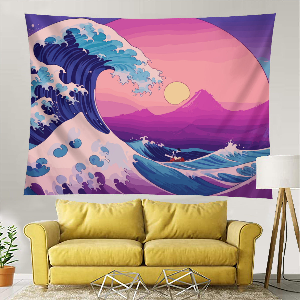 Kanagawa Wave Purple Tapestry Wall Hanging Art