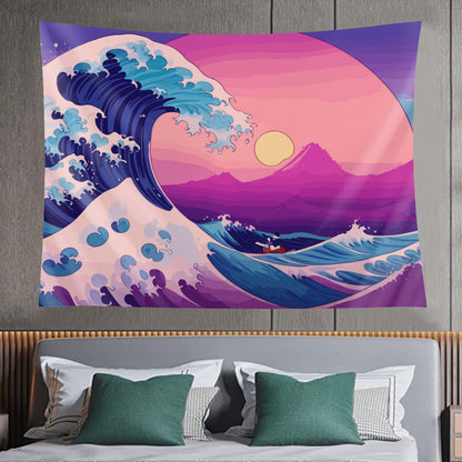 Kanagawa Wave Purple Tapestry Wall Hanging Art