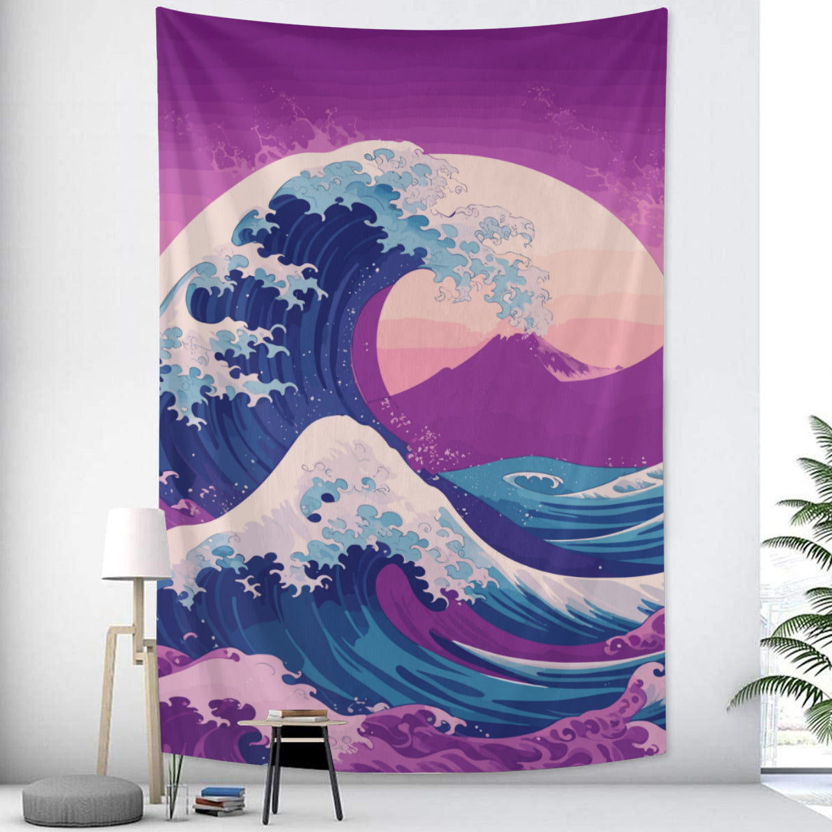 Kanagawa Wave Purple Tapestry Wall Hanging