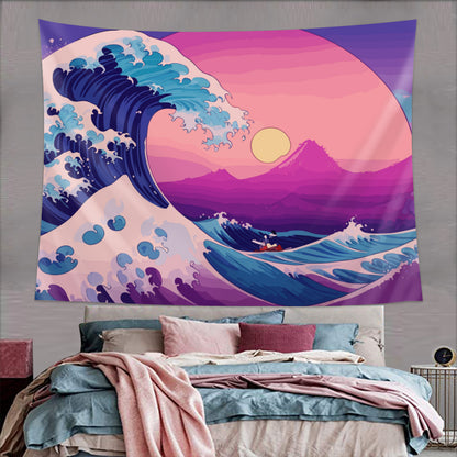 Kanagawa Wave Purple Tapestry Wall Hanging Art