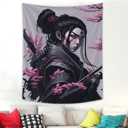 Female Samurai Tapestry Wall Hanging