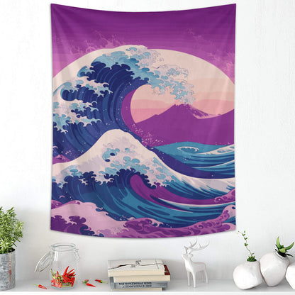 Kanagawa Wave Purple Tapestry Wall Hanging