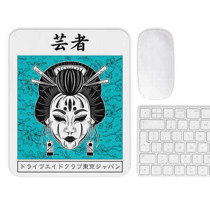 Geisha Blue Blossom Mouse Pad