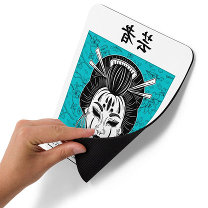 Geisha Blue Blossom Mouse Pad