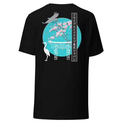 Japanese garden Crane Unisex tee